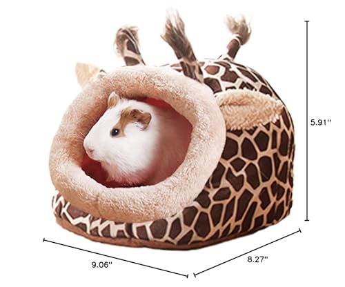 LEFTSTARER Guinea Pig Rat Bed and Hideout for Ferret Hedgehog Sleep and Hide, Hamster Small Pet Animals Supplies Toy Cage Accessories Nest - color: 1.Giraffes-L