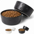 Ceramic Dog Bowl Set of 2 with Anti-Skid Base 7.5" W x 3" H, 6 Cup Capacity | Thick Ceramic, Dishwasher Safe, Anti-Skid Rubber Base, 6 Cups per Bowl, Ceramic Food & Water Bowls Set of 2 for Large Dogs - color: Black, size: Large