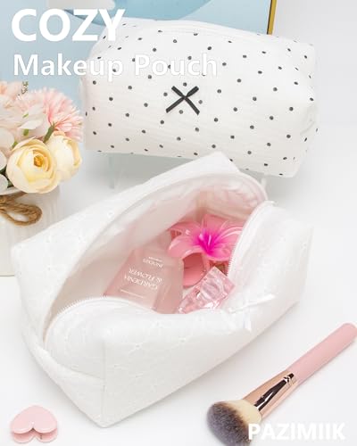 PAZIMIIK Cozy Makeup Bag for Women,Zipper Cosmetic Pouch,Embroidery Floral | Soft Cosmetic Organizer for Makeup,Skincare,Toiletries,Daily Beauty Essentials,Purse,On-the-Go,Bridesmaid Gifts - color: Embroidery Floral