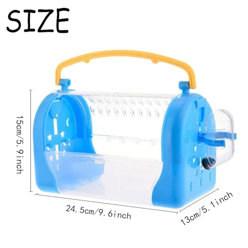 kathson Portable Hamster Cage Dwarf Hamster Carry Travel Cage with Water Bottle Food Bowl Adjustable Strap Pet Outgoing Cage for Gerbil Hedgehog Mice Squirrel - color: Hamster Carriers Blue