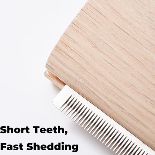 Pug Brush for Shedding, Wooden Handle Short-Hair Grooming Comb | Gentle Daily Coat Brush For Fawn And Black Pugs, Small-Breed Dogs And At-Home Grooming