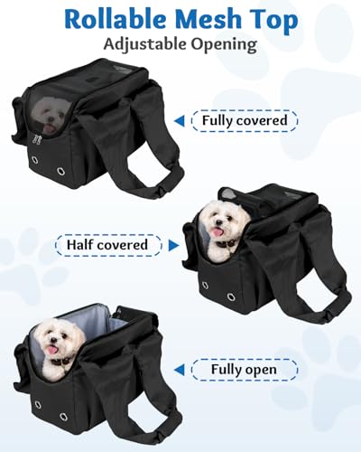 Dog Purse Carrier for Small Dogs, Cats, and Puppies (Black) | Soft-Sided Dog Bag Carrier with 4 Large Pockets, Lightweight, Collapsible, Fits Pets up to 15 lbs, for Travel, Outings - color: Black