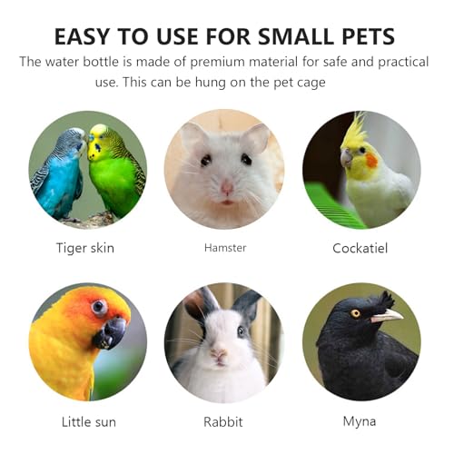 FENICAL Pet Cage Water Bottle, 11.8OZ Hanging Pet Drink Dispenser, Plastic | 2pcs Small Animal Water Feeder Bottle, Auto Feeding Crate Water Jar Chew-Proof, No Mess, Leakproof for Guinea Pig Hamster - size: 23.00X5.50X5.20CM