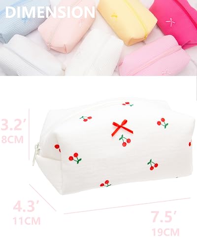 PAZIMIIK Cozy Makeup Bag for Women,Zipper Cosmetic Pouch,Gauze Cherry | Soft Cosmetic Organizer for Makeup,Skincare,Toiletries,Daily Beauty Essentials,Purse,On-the-Go,Bridesmaid Gifts - color: Gauze Cherry