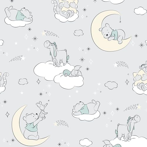 Lambs & Ivy Disney Baby Cozy Friends Winnie the Pooh Gray Fitted Crib Sheet - color: Pooh Cozy Friends, size: Standard Crib