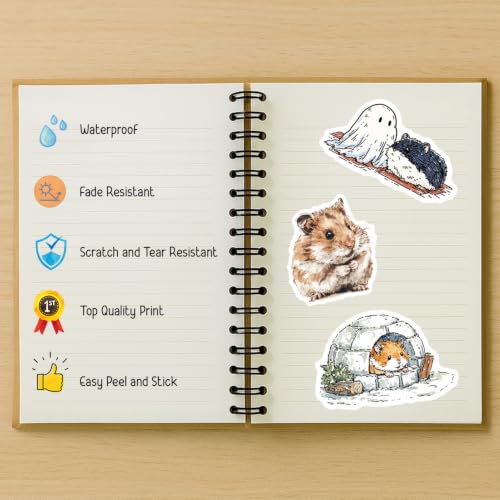 100 PCS Hamster Stickers Pack – Waterproof Hamster Decals for Water Bottles, Laptops, Phones, Notebook, Cars – Cool Vibrant Graphics for Hamster Enthusiast - color: Hamster