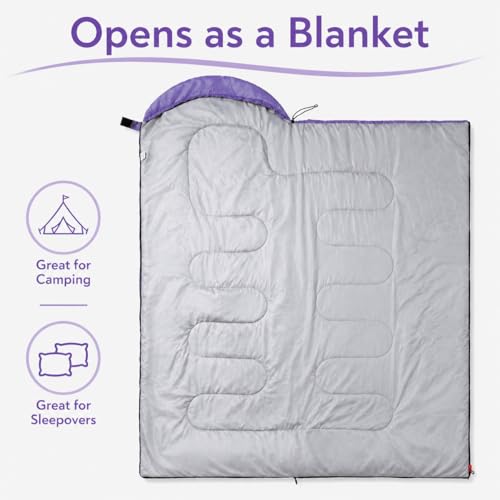 Sleeping Bags for Adults & Kids, Lightweight Camping Sleeping Bag | Waterproof Backpacking Sleeping Bag for Girls, Boys & Teens, Warm 3-Season Design for Hiking, Camping & Outdoor Travel - color: 3lb-Purple