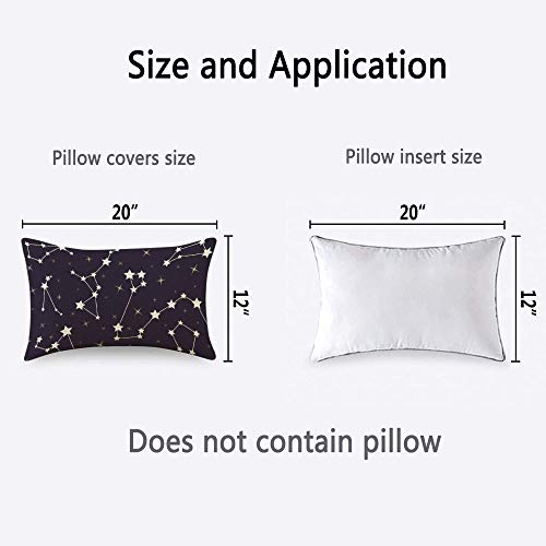 HOSNYE Stars Throw Pillow Cover Beautiful Cosmic Space Astronomy Pattern with Constellations On Night Starry Sky Linen Fabric for Couch Bed Sofa Car Waist Cushion Cover 12 x 20 inch Pillow Case - color: Throwpillowcoversa112, size: 20" x 12" (Pack of 1)