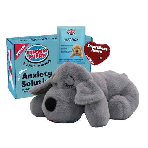Snuggle Puppy Heartbeat Toy, Calming Comfort, Medium Breeds - Gray | Calming heartbeat toy, crate training comfort, heat pack, new puppy essentials, first nights, sleep, medium breeds 25-70 lbs - color: Grey