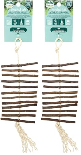 Oxbow Enriched Life Apple Stick Dangly, Rabbit Toys, Guinea Pig Toys, Enrichment for Bunny, Guinea Pig, Hamster, Rabbit, Chinchilla, Rat, Chinchilla Cage Accessories, Small Pet Accessories for Cage - size: 1 Count (Pack of 2)