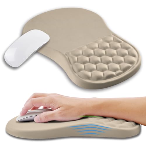 Ergonomic Mouse Pad Wrist Support with Memory Foam Massage Bulge, Carpal Tunnel Pain Relief Mousepad Wrist Rest for Mouse(12x8 inch, Apricot) - color: Kg034-apricot