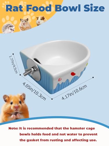 Chinchilla Food Bowl Ceramic Guinea Pig Cage Feeder Hanging Bunny Food Dish Small Animal Feeding Bowls for Syrian Hamster Ferret Gerbils (Blue) - color: Blue