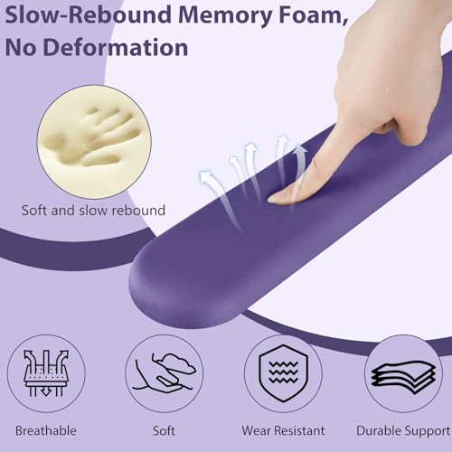 Mouse Pad and Keyboard Wrist Rest, 3-in-1 Gel Memory Foam Ergonomic Mouse Pad with Wrist Rest Set, Gaming Mousepad Arm Cushion Support for Computer Office Desk Accessories Cute Setup, Purple - color: Purple