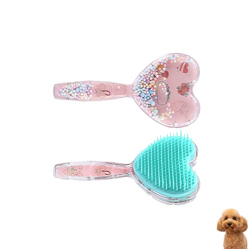 Small Dog Brush, Soft Dog Grooming Comb for Shih Tzus, Yorkies, Maltipoos, Maltese, Love Shape Puppy Massaging Pet Hair Brush, Cat Brush, for Small Dogs Cats of All Hair Types (Pink Blue) - color: Pink Blue