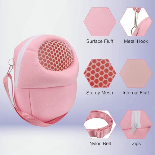 Hypeety Pet Carrier Bag Breathable Portable Travel Backpack for Guinea Pig | Breathable mesh pouch, hands-free sling outgoing bag, secure zipper, for hedgehog/hamsters/sugar glider/chinchilla, pink - color: Pink