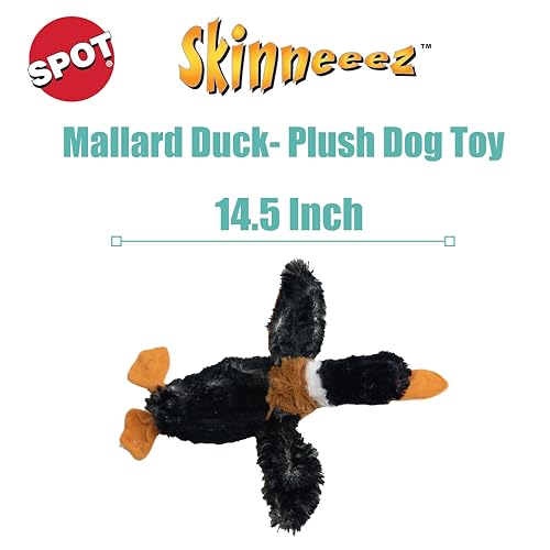SPOT Skinneeez Mini Mallard Duck 13 Inch Stuffing-Free Plush Squeaky Dog Toy – Soft Interactive Toy for Small and Medium Dogs – Mess-Free Play for Light & Moderate Chewers – Assorted Styles - style: Mini Mallard Duck