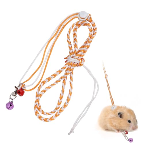 Hypeety Syrian Hamster Leash Harness Set Adjustable Training Walking Lead | Adjustable 0.79-3.54'' chest, 55.12'' lengh, soft nylon leash with finder bells, for rat/gerbil, easy to put on, random color - color: Rope Random 55.12"