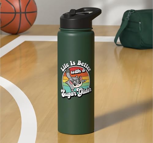 Cute Girls Retro Vintage Life Is Better Sugar Glider Lover Stainless Steel Insulated Water Bottle