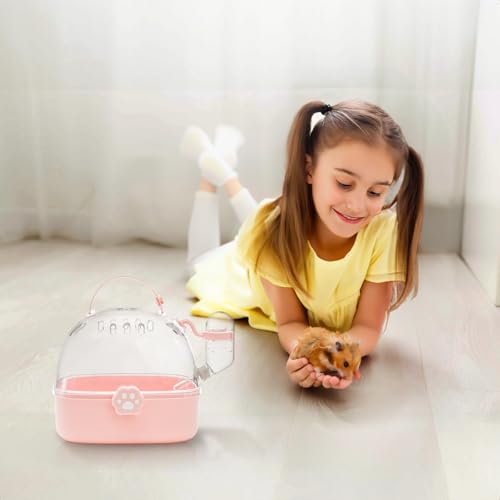 Hamster Carrier Cage with Handle, Small Animal Outgoing Cage | Portable Gerbils Carrier Cage with Water Bottle, Hamster Travel Carry Case for Small Pets, Chinchillas, Dwarf Hamster
