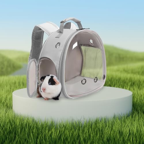 Guinea Pig Backpack, Space Capsule Bubble Window Small Animal Backpack for Guinea Pig, Bird Bunny Rabbit - color: Grey