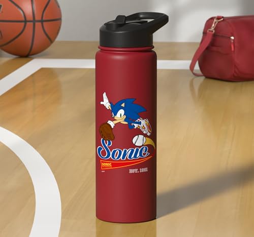 Sonic the Hedgehog - Sonic Baseball Est. 1991 Stainless Steel Insulated Water Bottle - color: Red