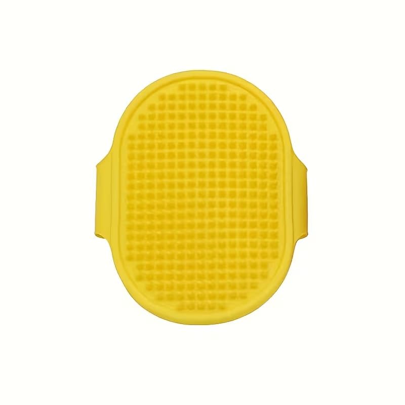 1pc Pet Bathing Brush & Massage Gloves With Adjustable Circular Handle, Non-Slip Grip, Soft Silicone Bristles for Dog & Cat Grooming, Shampooing, Massaging, Yellow - color: Yellow