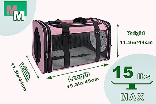 Soft-Sided Pet Carrier for Cats Small Dogs of 15 Lbs Medium Pink - color: New-Pink, size: Medium