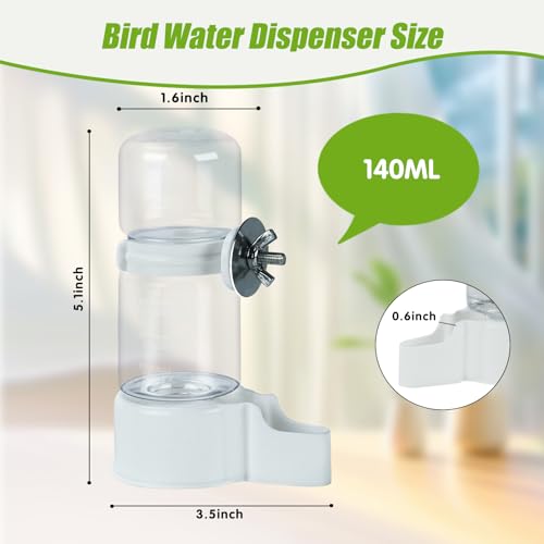 2 Pack Automatic Bird Cage Water Dispenser, 4.73 oz Parakeet Water Feeder | Water Dispenser for Birds, 4.73 oz Tank, Gravity Flow Helps Reduce Mess, Rotating Cage Clip, Budgies Cockatiels Lovebirds - color: White, size: 2PCS Water Dispenser