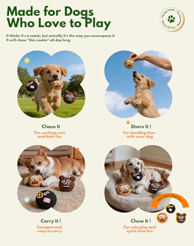 Soft Biscuit-faced Latex Dog Toys, 3 in 1 Set Squeaky Funny Face Pet Toys for Small Medium Dogs, Cute Cartoon Expression Puppy Chew Toy, Interactive Pet Toys for Indoor Enrichment Play & Teething - style: Cookie