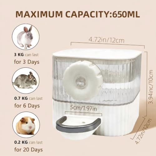 No Drip Hanging Automatic Rabbit Water Dispenser 650ml, Top Refill Pet Water Bowl Bottle BPA Free for Bunny, Guinea Pig, Ferret, Chinchilla,Squirrel,Hamster,Puppy Kitten, Other Small Animals