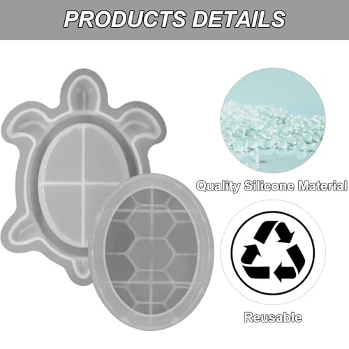 2Pcs Silicone Turtle Box Resin Sea Animal Mold with Lid, Reusable Ocean Theme Jewelry Box Storage Container Mould for DIY Clay Craft Projects Trinkets Clay Craft Art