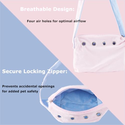 Meow&Woof Sugar Glider Bonding Pouch Bundle – Small Pet Carrier Bag Sling with Strap (Blue + Pink Set) – Critter Cuddler for Sugar Gliders, Ferrets, Rats, Hedgehogs & Hamsters – Outdoor & Travel Essen