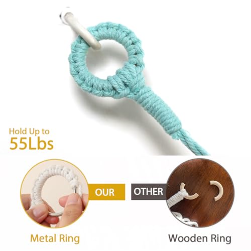 YKBU Stuffed Animals Hammock Corner Hanging Net for Macrame Stuffed Animal Storage Plush Toy Holder Toy Organizer for Boho Nursery Playroom Bedroom Kids Room Decor (light blue, Large)