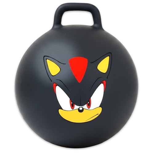Shadow the Hedgehog Hopper Ball Bundle - Bouncy Ball with Handle for Kids | 15" Sonic Hippity Hop Jumping Ball Plus Stickers, More | Sonic the Hedgehog Backyard Activities, Outdoor Toys, Parties