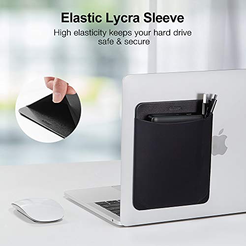 ESR Portable External Hard Drive Carrying Case, Pouch Holder for Computer Accessories, Sleeve Storage Organizer for Battery Pack, Wireless Mouse, Cables, and Earphones - Black