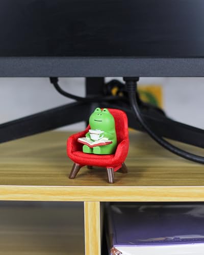 Mevodeata Cute Mini Frog Figurine with Small Sofa Resin Frog Figure for Office Home Decor - Cute Frog Gift for Frog Lovers (Red Sofa) - color: Book Frog-red