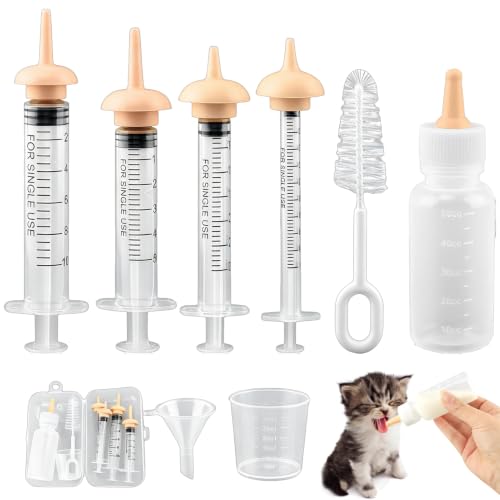 Miracle Nipple for Kittens,and Other Small Animals | Kitten Bottle Feeding Kit Includes Nipple,Formula Dispenser,Liquid Syringe,Measuring Cup,And Cleaning Brush