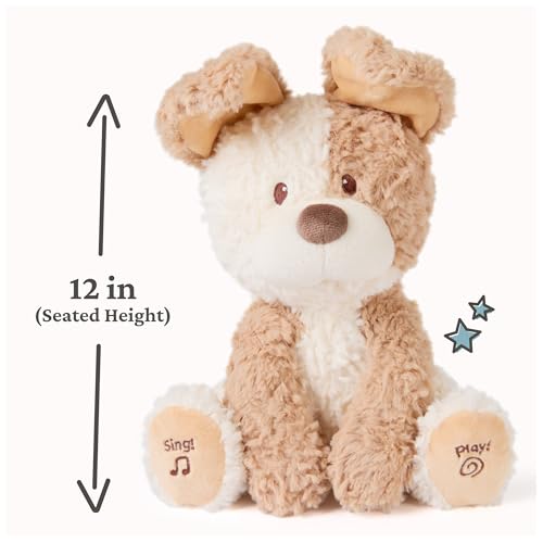 GUND Baby Peeki Puppy 12-Inch Interactive Animated Musical Plush for Babies | Talking Puppy Dog with Movements, Musical Toy Teaches Cause and Effect, Sensory Toy Promotes Self-Soothing and Tactile Play - style: Peeki
