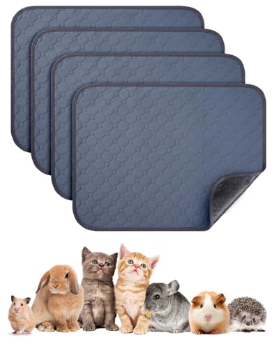 4 Pack 12" x 12" Guinea Pig Cage Liner, Washable Reusable Guinea Pig Bedding, Waterproof Absorbent Guinea Pig Pee Pad Non-Slip Mat for Small Animals Rabbit Hamster Rat Chinchilla - size: 12"*12"