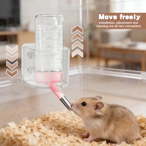 Hamster Water Bottles Holder with Cleaning Shovel, Magnetic Anti-Fall Water Bottle Stand with Adjustable Height, Fits up to 2in/5cm for Hamsters Small Pets (Holder Only)