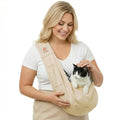 Tomkas Small Dog Cat Sling Carrier Puppy Purse Travel Wrap Soft Crossbody Pet Bag (Cream, M - Classic Pocket & Classic Strap) - color: Cream