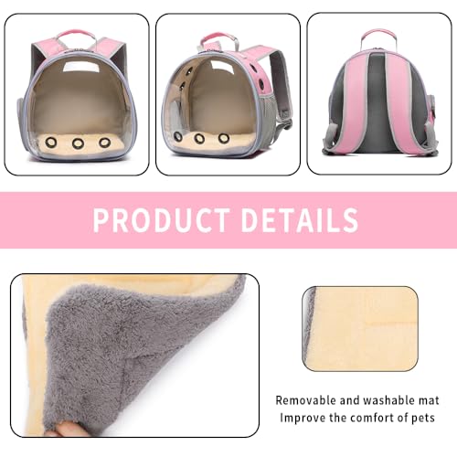 Bunny Carrier, Guinea Pig Carrier,Small Animal Carrier Backpack for Rabbit,Bearded Dragon, Lizard,Hamster,Kitten. Breathable Pet Travel Cage Bag (Pink) - color: Pink