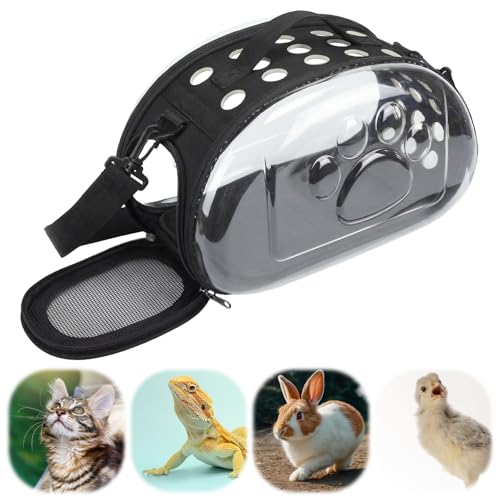 Hsei Small Pet Carrier Bag Portable Small Animal Travel Bag with Clear Side Panel Shoulder Strap for Hamster Chinchilla Rabbit Hedgehog Sugar Bird Lizard