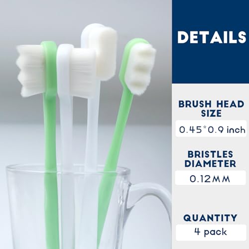 Dog Toothbrush Kit 4 Pack, Ultra Soft Pet Tooth Brush for Medium to Large Dogs & Cats, Easy Dental Cleaning - style: Medium to large dogs(4pcs,white-black)