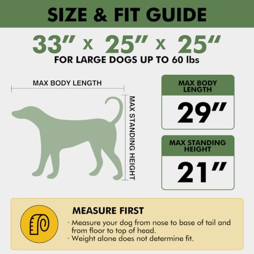 Veraste 33" L x 25" W x 25" H Collapsible Travel Dog Crate, Portable Soft Dog Kennel for Medium Large Dogs up to 60 lbs, 4-Door Foldable Travel Crate with Durable Mesh & Storage BagGreen | 4-Door Foldable Travel Crate,breathable mesh, foldable with storag