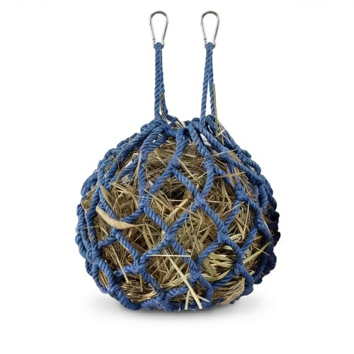 Dark Blue Spherical Rabbit Hay Bag,Durable Polyester Hanging Net Hay Feeder - color: Dark Blue