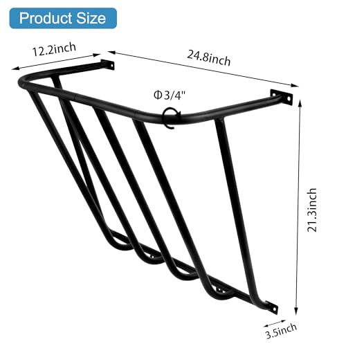Hay Feeder Goat, 24.8 x 21.26 x 12.2 Multiple Sided Goat Hay Rack Suitable for Farms, Stables, Heavy Duty Galvanized Metal Wall Hay Rack for Sheep Horses, etc