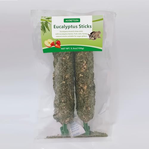 Accretion Eucalyptus Chew Sticks for Small Pets, Natural Treat with Oats & Honey for Sugar Gliders, Chinchillas, Rabbits