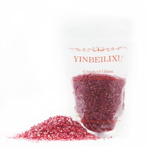 Crushed Glass Glitter, Broken Stones Shattered Glass Chips for Resin Art Crafts, Epoxy Resin Supplies, Geod Painting, DIY Art Projects, Jewelry Making, 2-4mm, 200g/7oz (Red) - color: Red