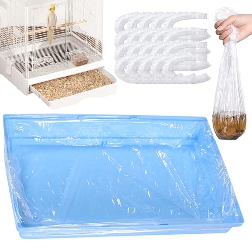 10pcs Clear Disposable Bird Cage Liners, Large Size 28x20in BirdCages Litter Box Plastic Film Cover, Pet Crate Tray Covers for Bird Parakeet Bunny Finches Ferret Chinchilla Small Animal (10)